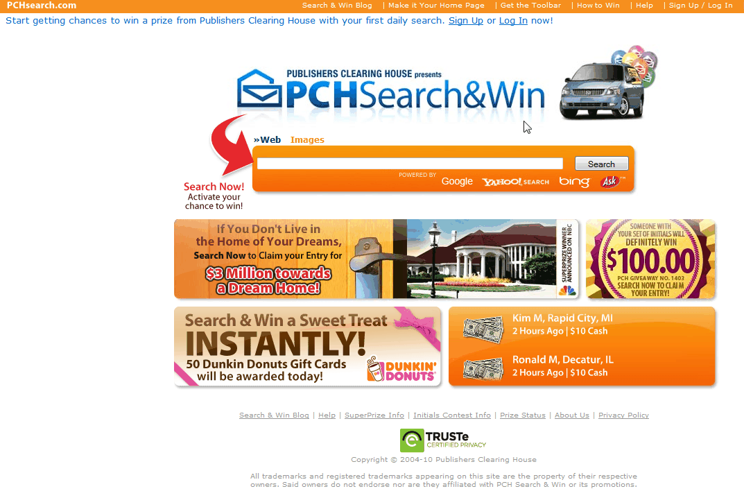 PCH Offers Incentives For People To Search On Its Site