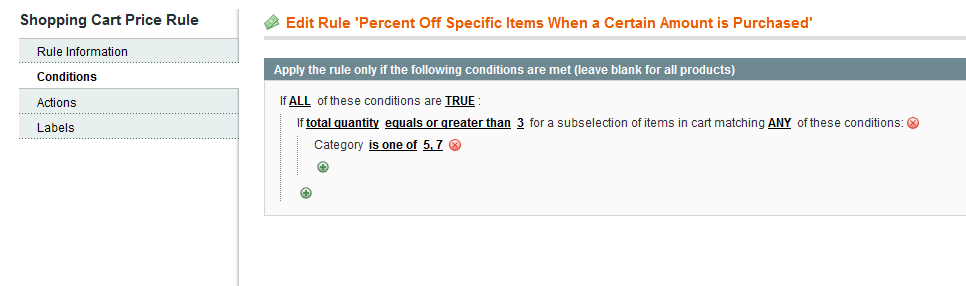 Percent off Specific Conditions