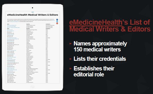 emedicine health list of expert medical writers