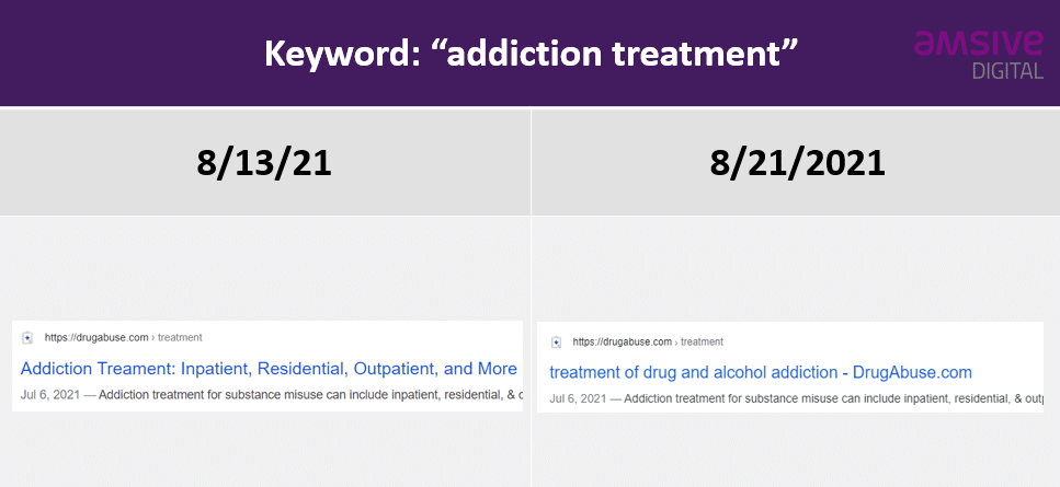 SEO title change for keyword: addiction treatment