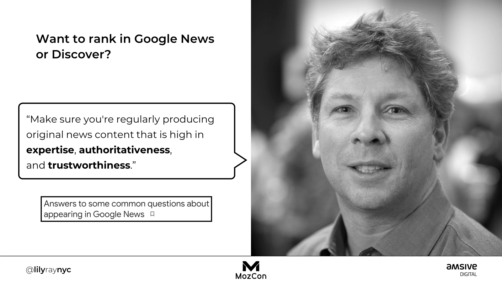 Danny Sullivan from Google stating that ranking well in Google News or Discover requires good E-A-T