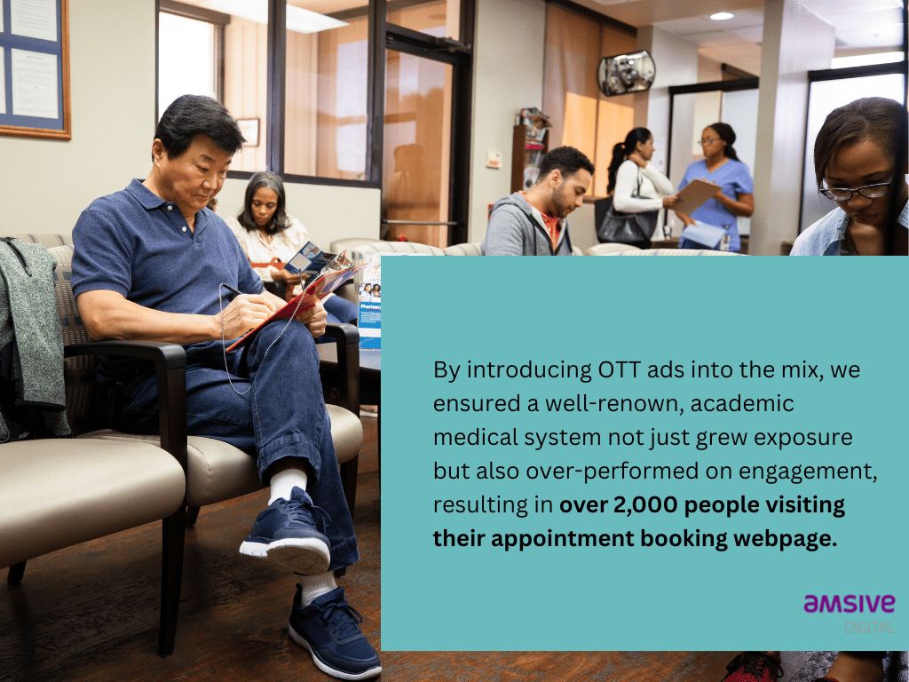 People waiting at a doctor's office with information about our case study.